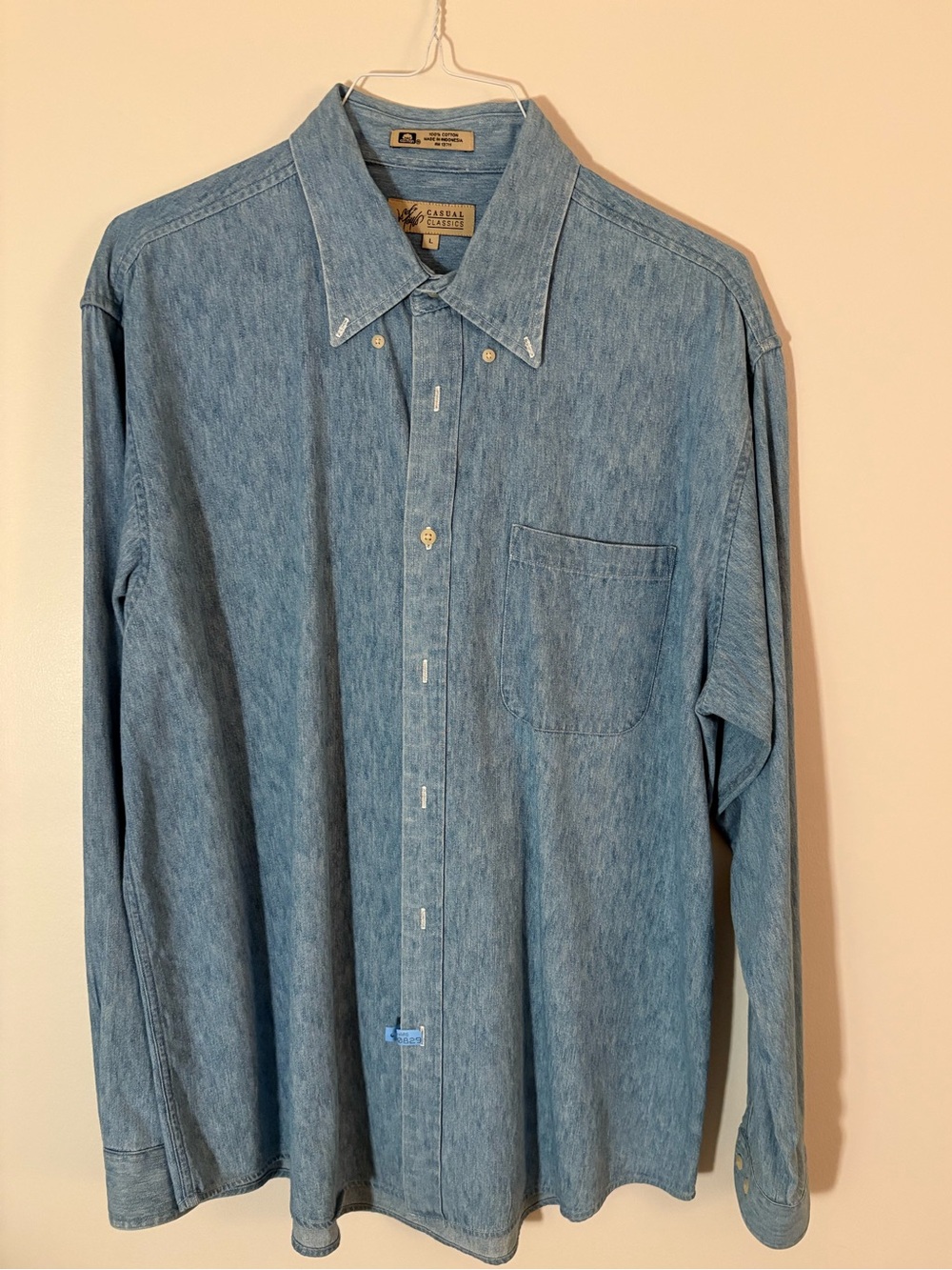 Lord & Taylor Light Blue Denim Button-Down Shirt